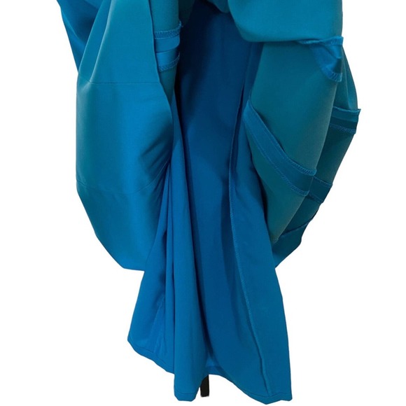 Lauren Ralph Lauren Teal Blue Satin V Neck Cocktail Party Dress Sleeveless Sz 10 - Picture 7 of 8